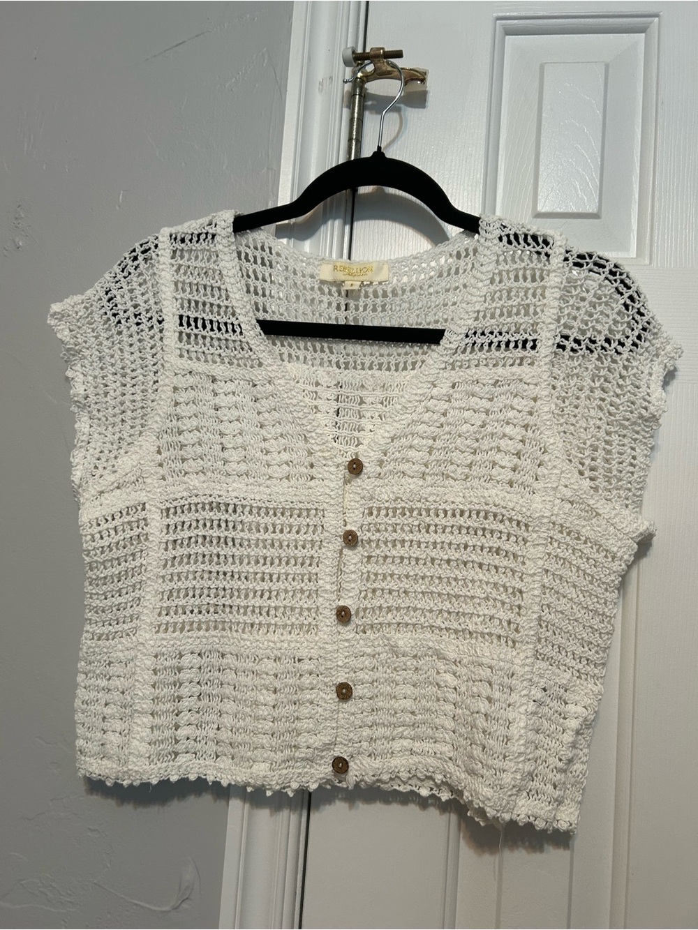 Rebellion White Crochet Open-Knit Tank Top